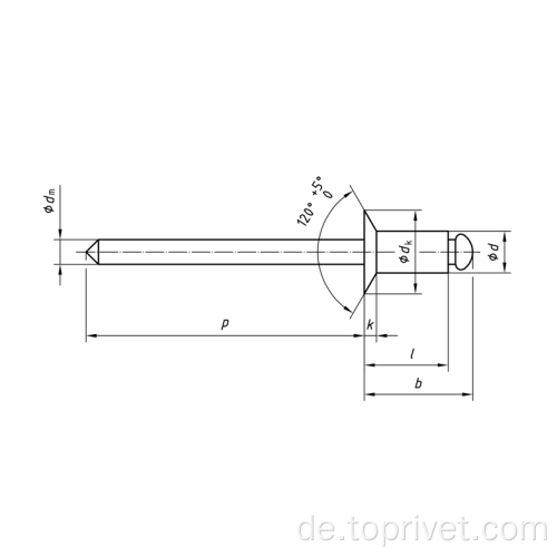 Aluminium/Aluminium Counterunk Open End Blind Nieten